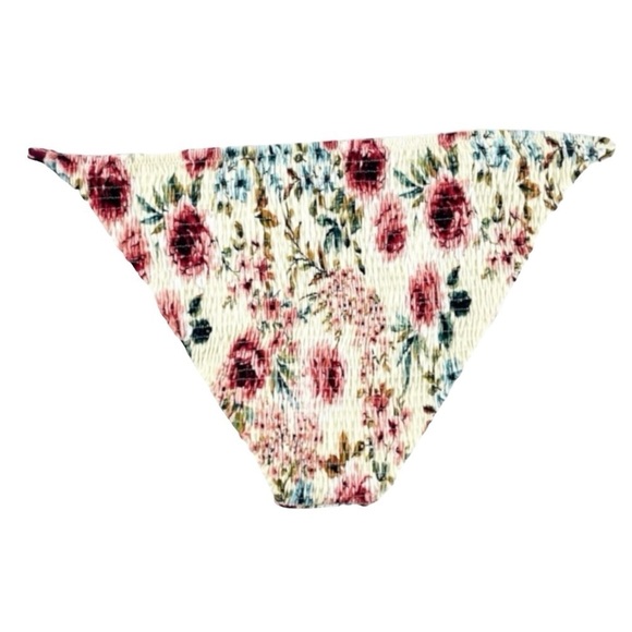 Tori Praver Ivory Caymen Floral Marais Smocked Bikini Bottom Size L NWT - Picture 6 of 7